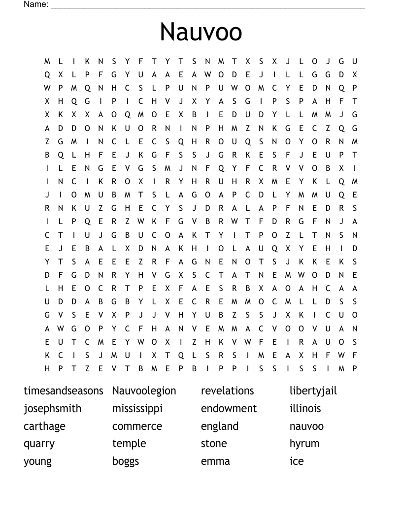 Nauvoo Word Search