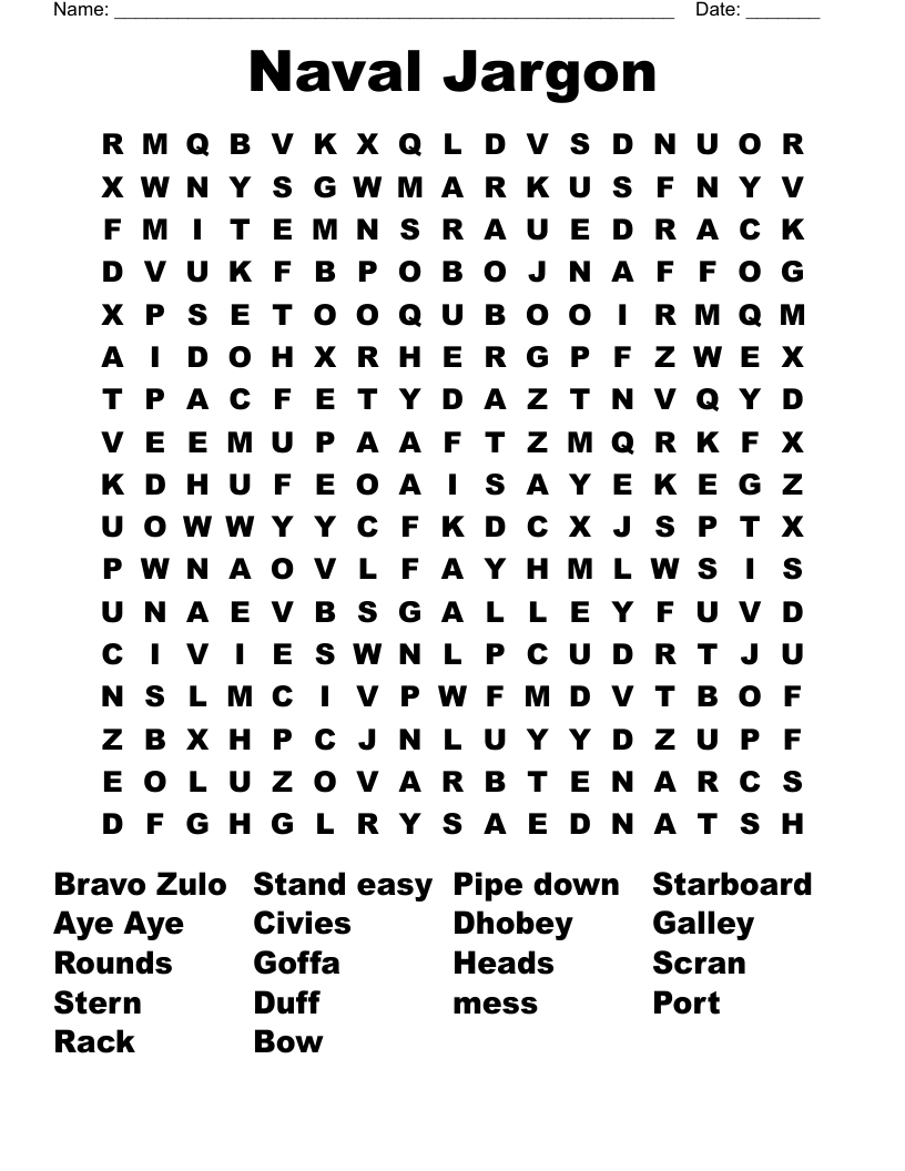 Naval Jargon  Word Search