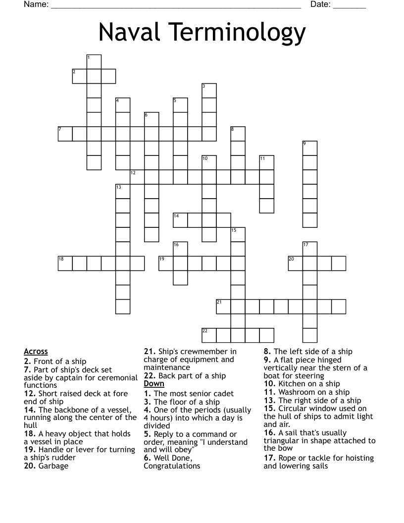 Naval Terminology Crossword