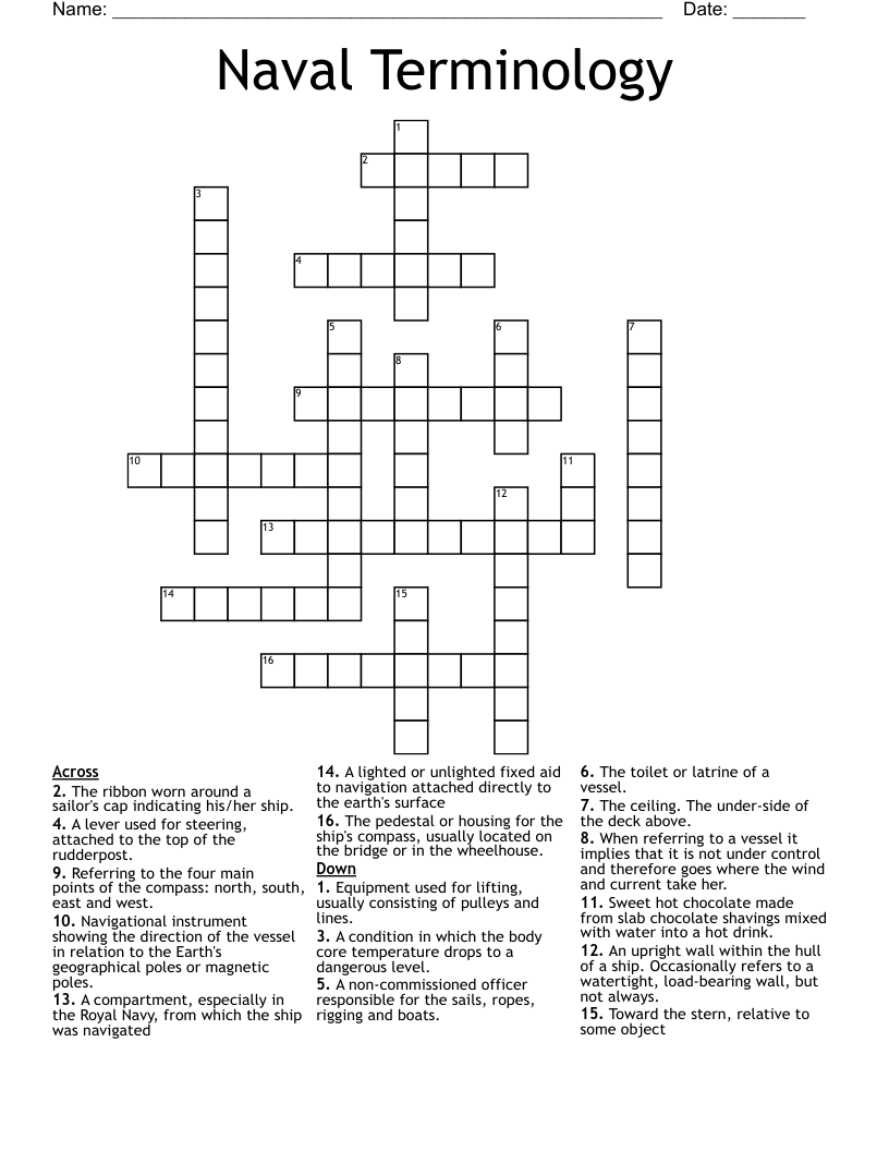 Naval Terminology Crossword
