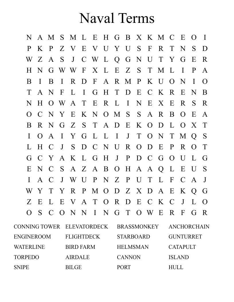 Naval Terms Word Search