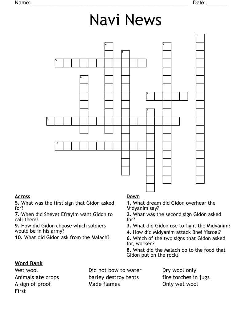 Navi News Crossword