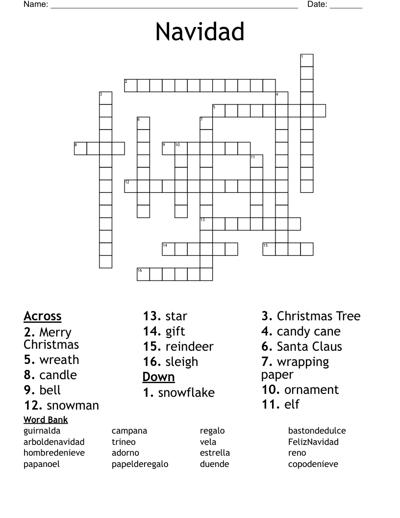 Navidad Crossword