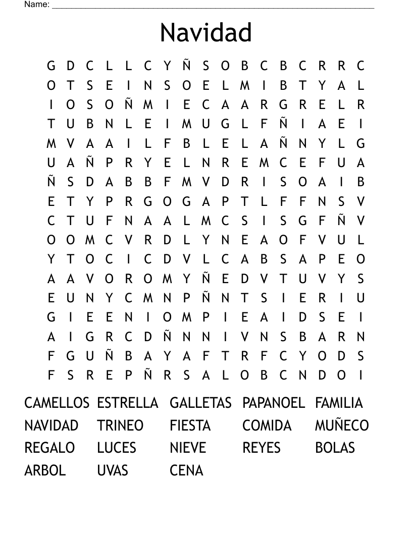 Navidad Word Search