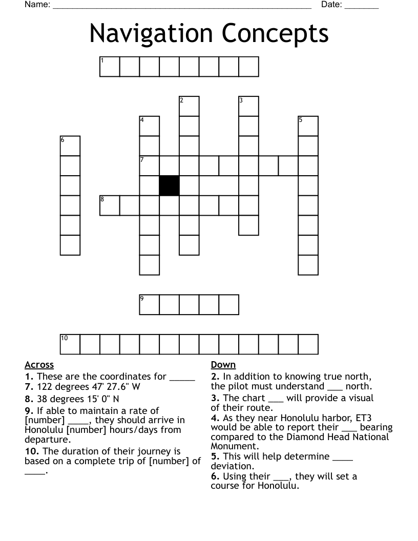 Navigation Concepts Crossword