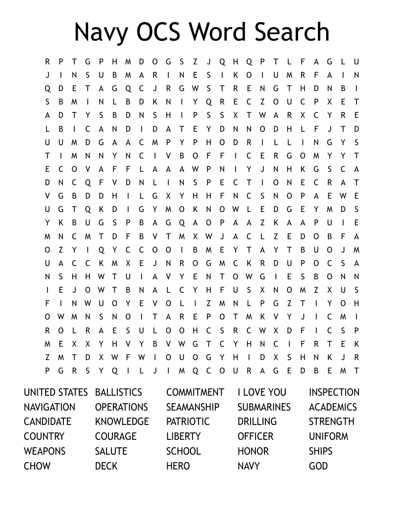 Navy OCS Word Search 