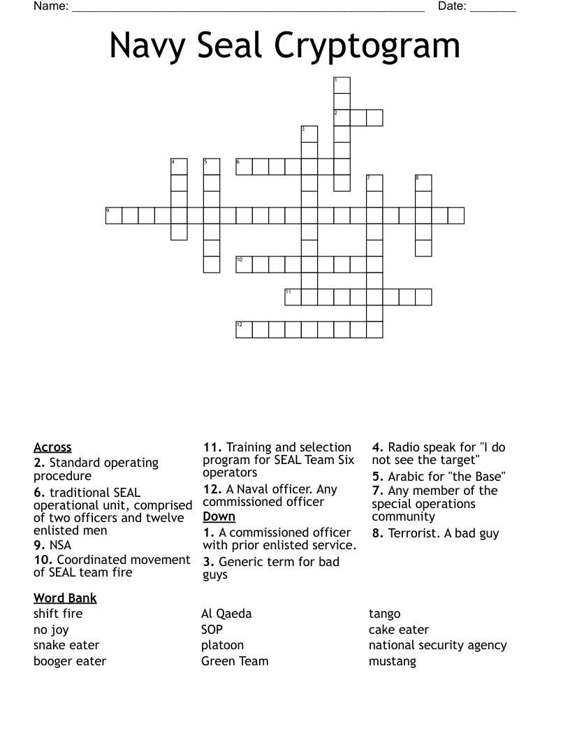 Navy Seal Cryptogram Crossword