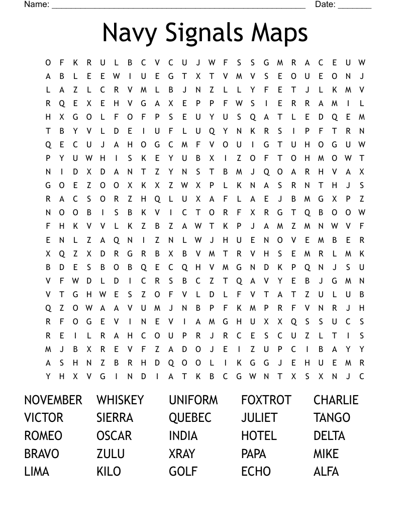 Navy Signals Maps Word Search