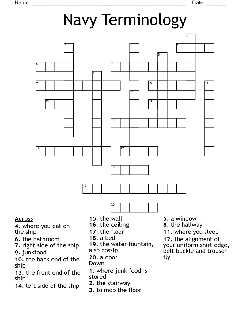 Navy Terminology Crossword