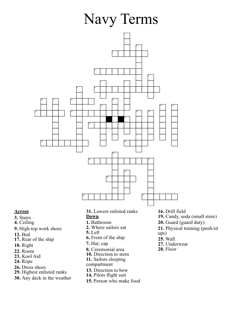 Navy Terms Crossword