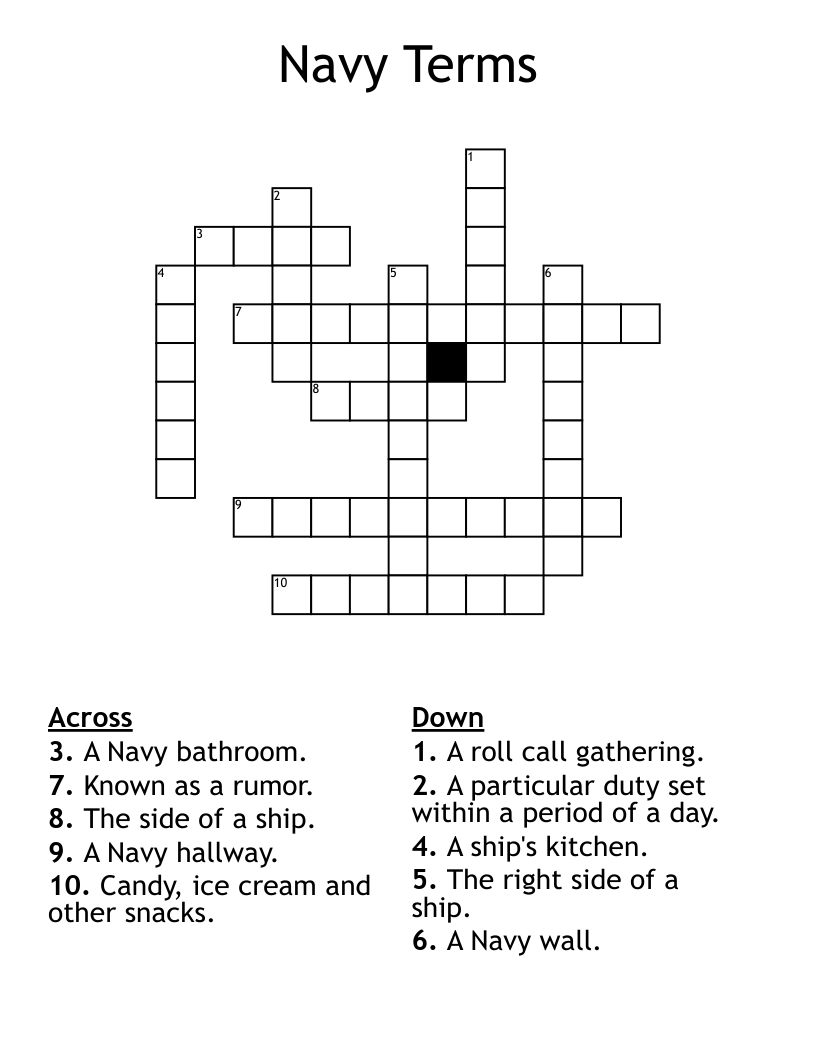Navy Terms Crossword
