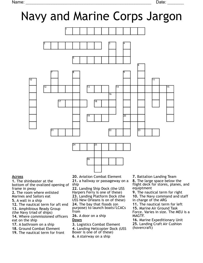 Navy and Marine Corps Jargon Crossword
