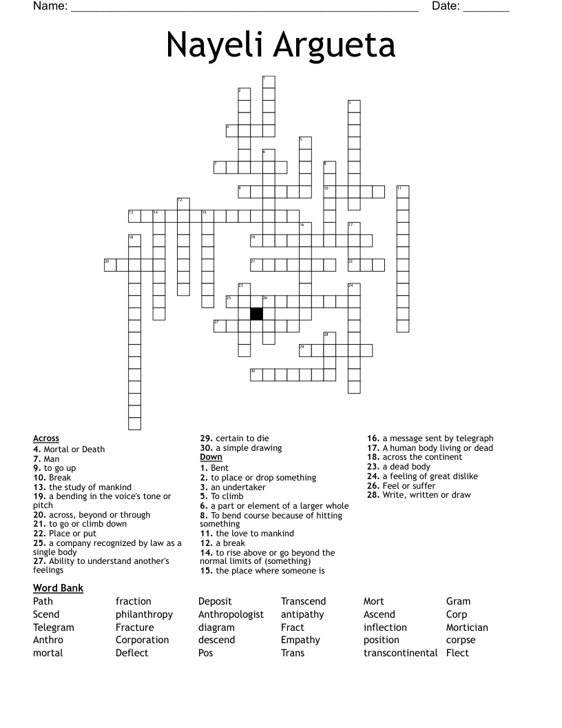 Nayeli Argueta Crossword