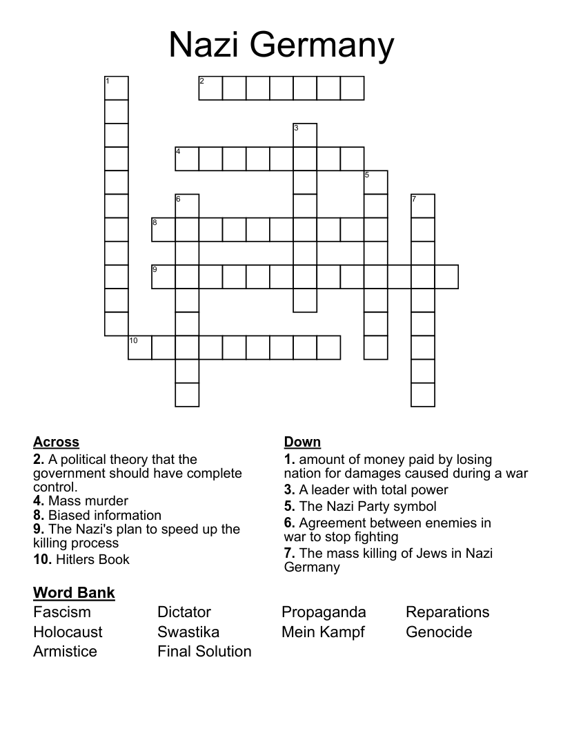 Nazi Germany Crossword