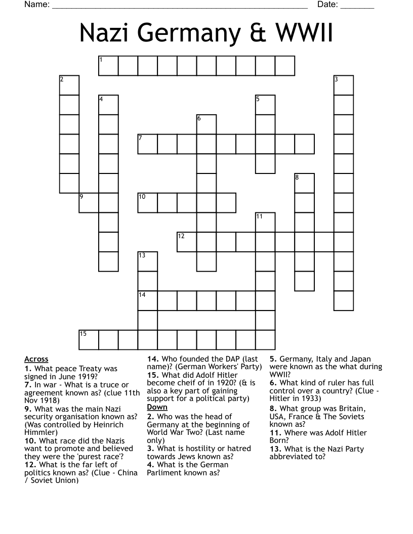 Nazi Germany & WWII Crossword