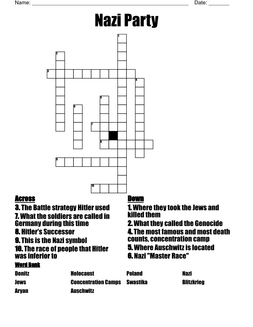 Nazi Party Crossword