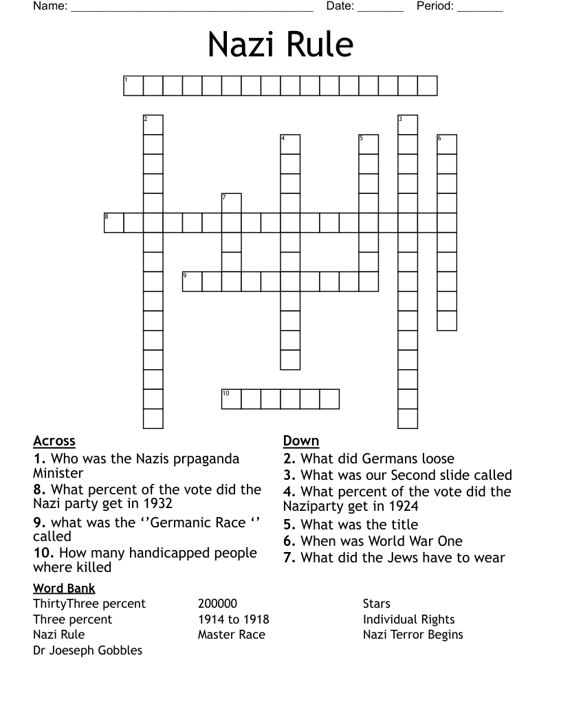 Nazi Rule Crossword