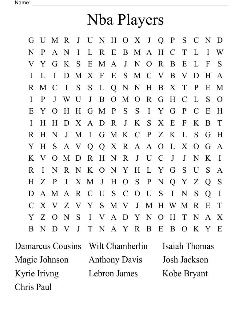 Nba Players Word Search