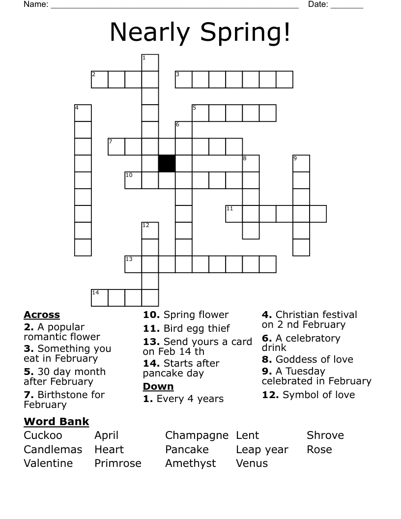 Nearly Spring! Crossword