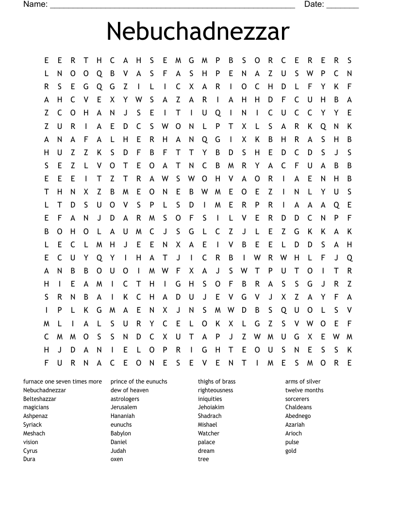 Nebuchadnezzar Word Search