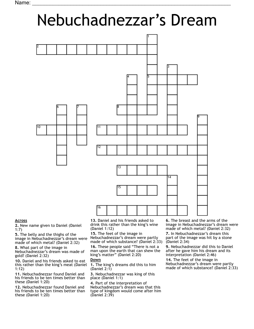 Nebuchadnezzar’s Dream Crossword