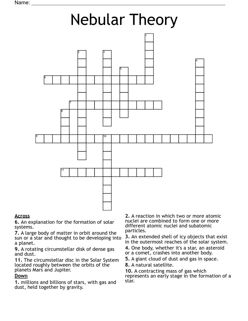 Nebular Theory Crossword