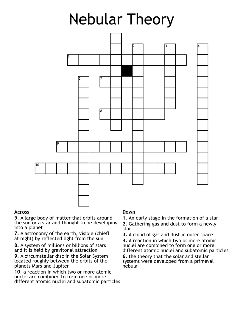 Nebular Theory Crossword