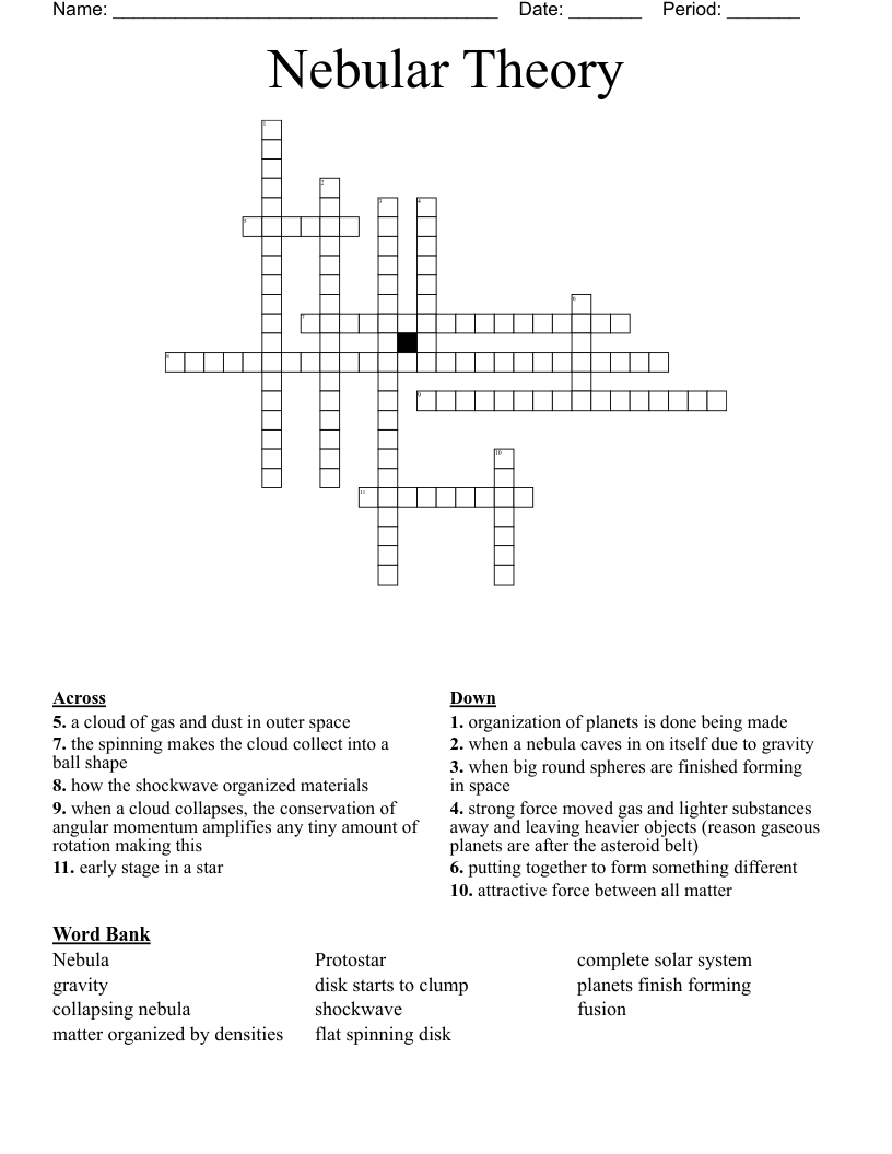 Nebular Theory Crossword