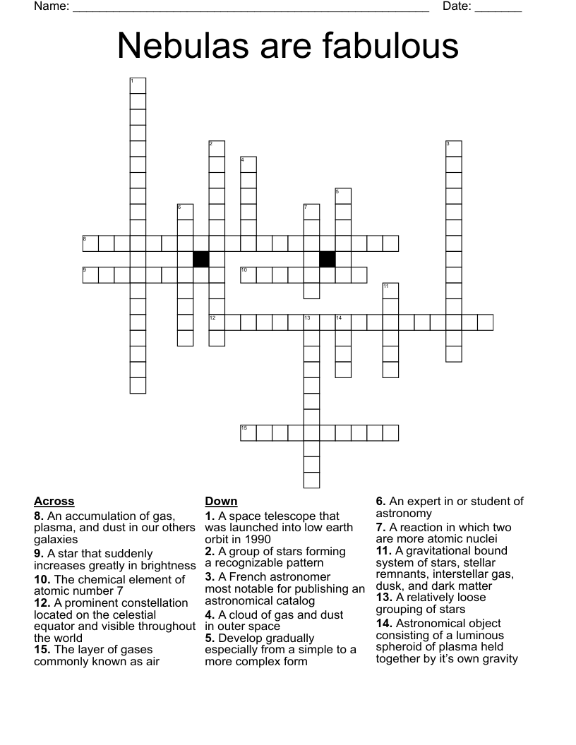 Nebulas are fabulous  Crossword