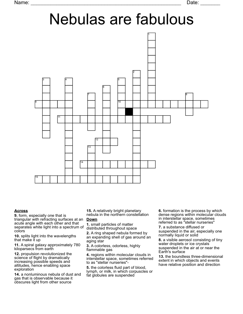 Nebulas are fabulous  Crossword
