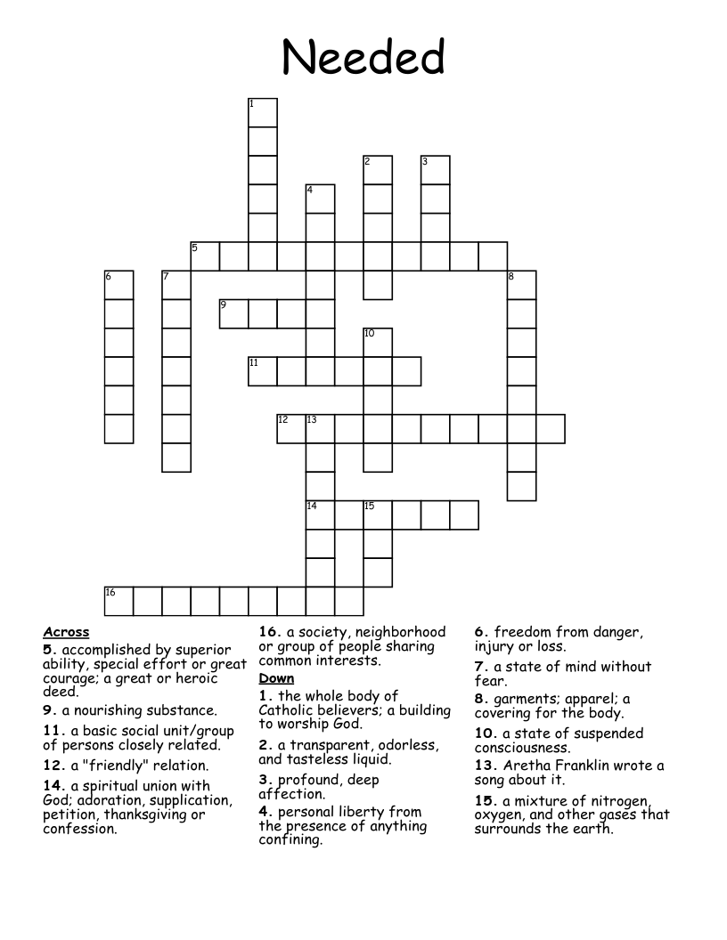 Needed Crossword