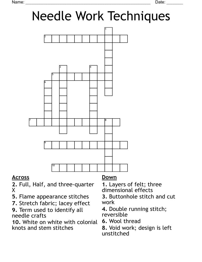 Needle Work Techniques Crossword