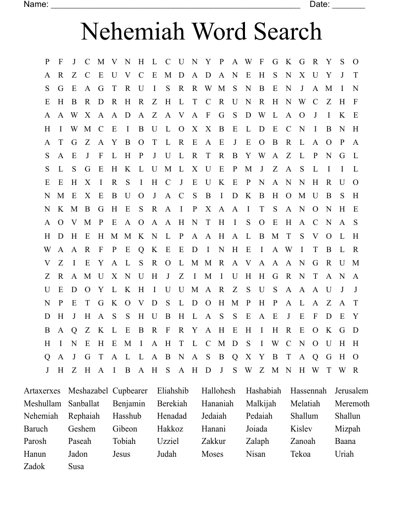 Nehemiah Word Search