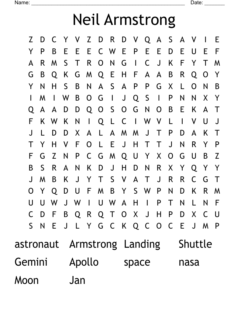 Neil Armstrong Word Search