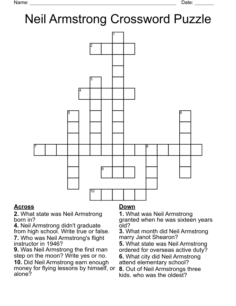 Neil Armstrong Crossword Puzzle
