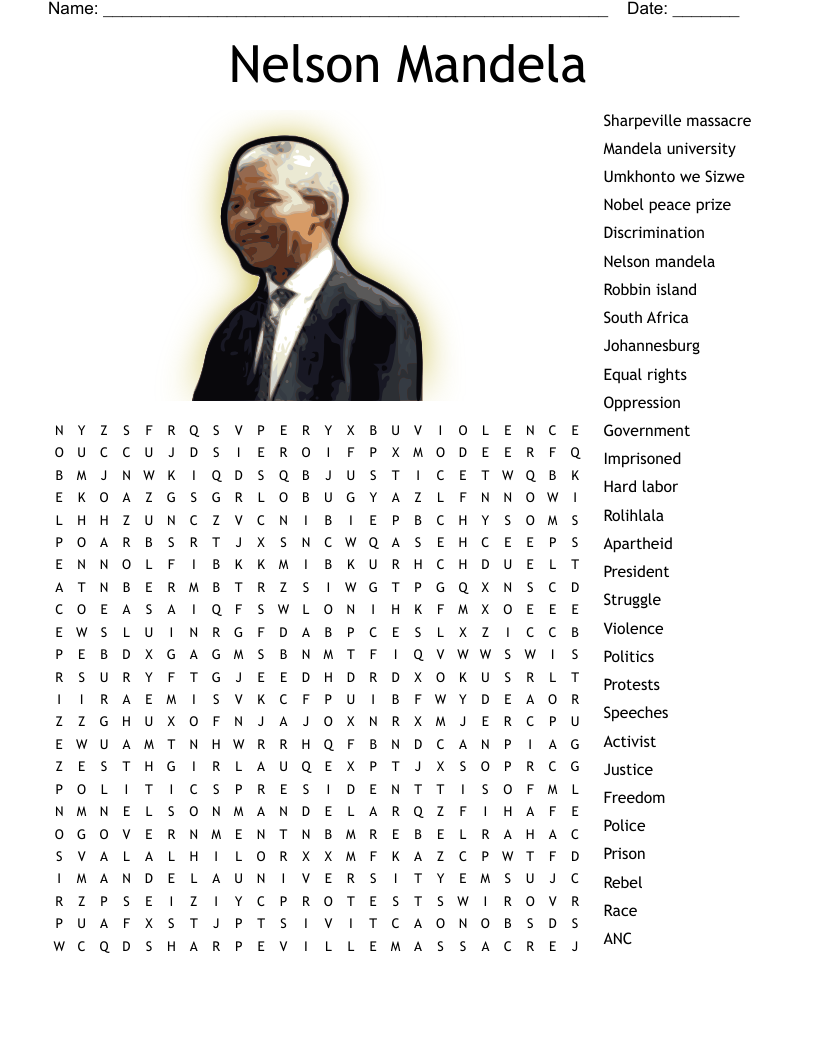 Nelson Mandela Word Search