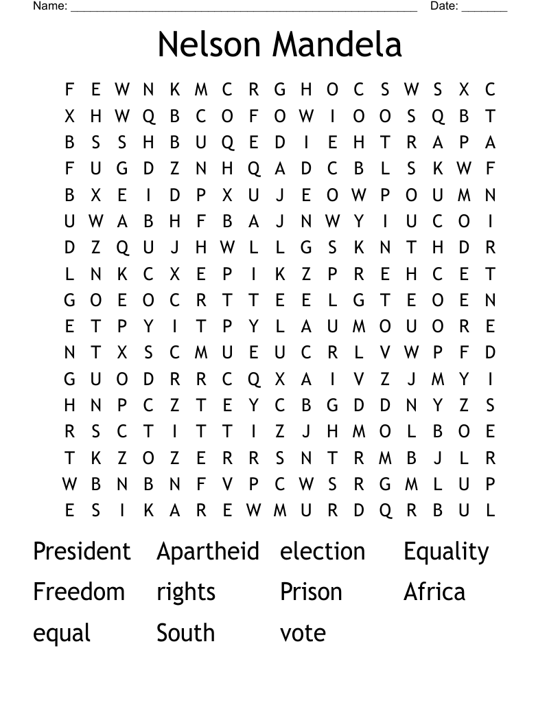 Nelson Mandela Word Search