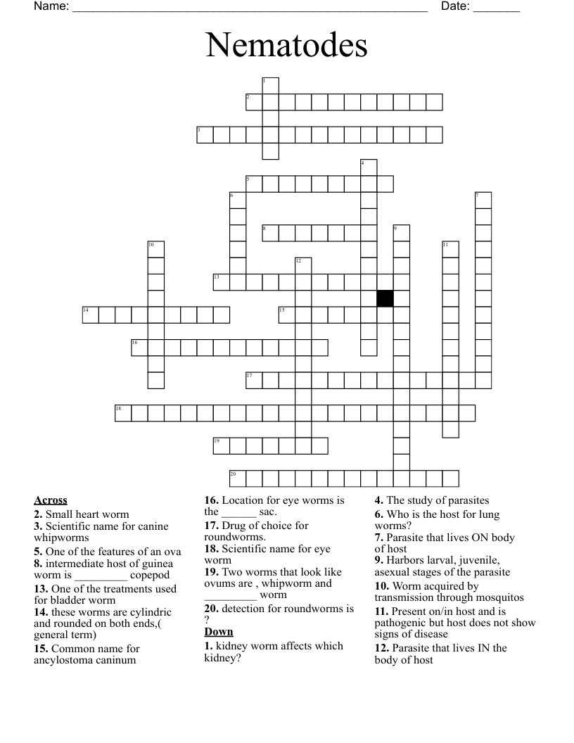 Nematodes Crossword