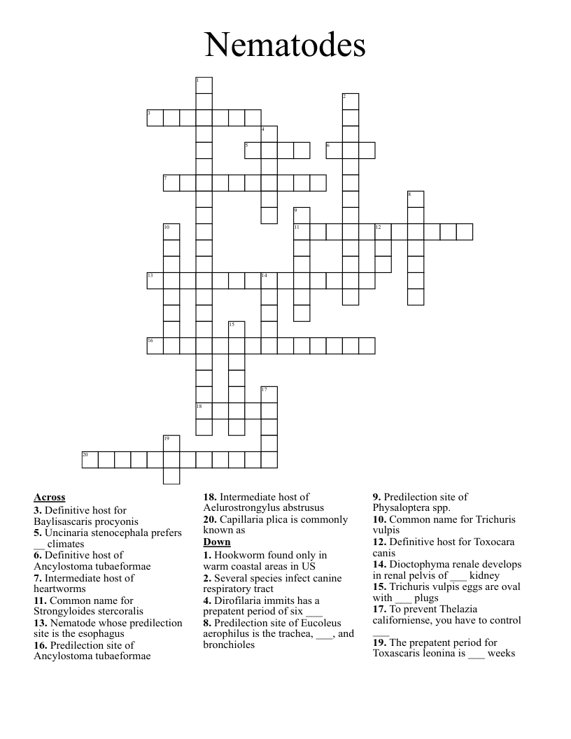Nematodes Crossword