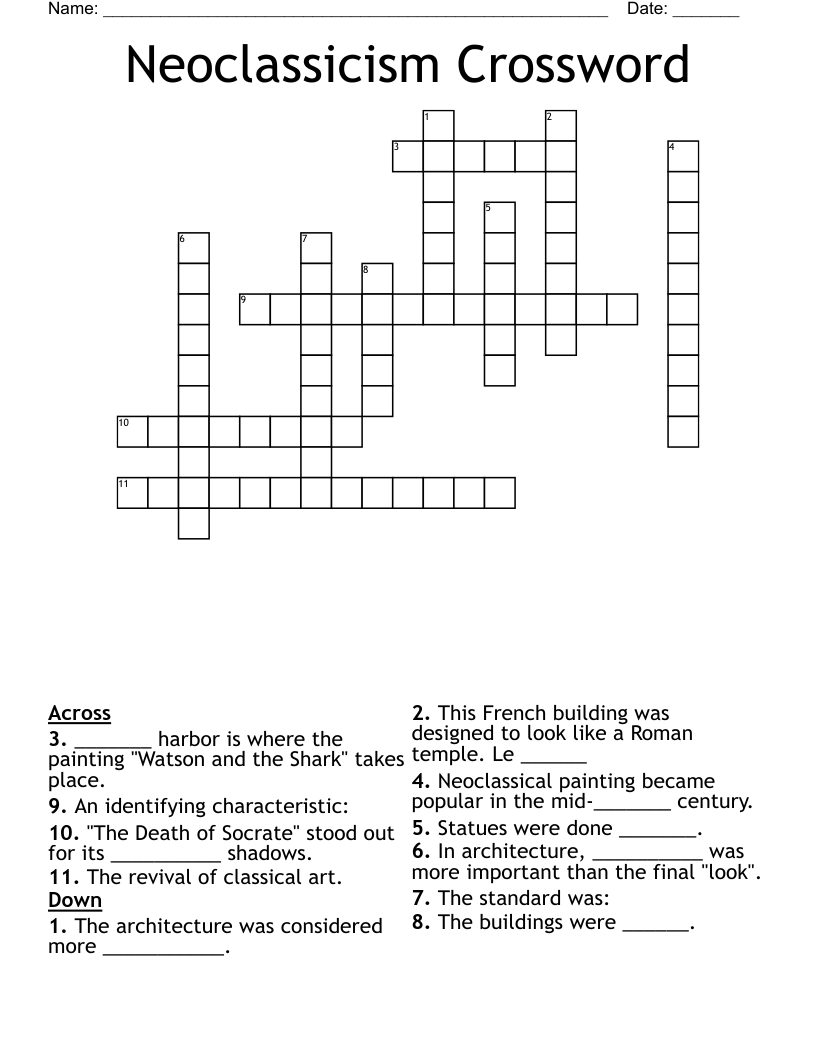 Neoclassicism Crossword