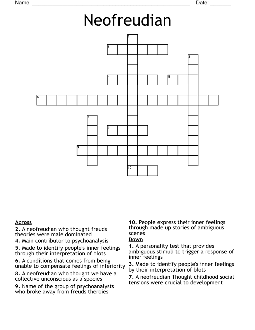 Neofreudian  Crossword