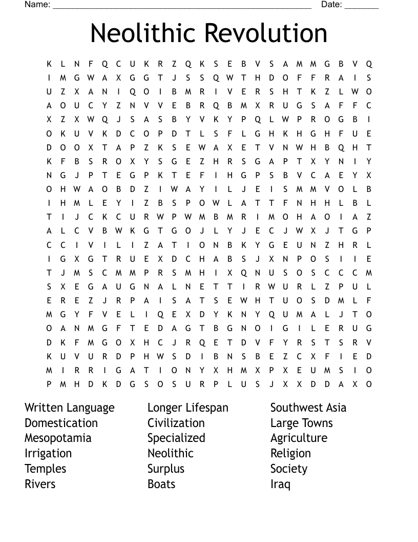 Neolithic Revolution  Word Search