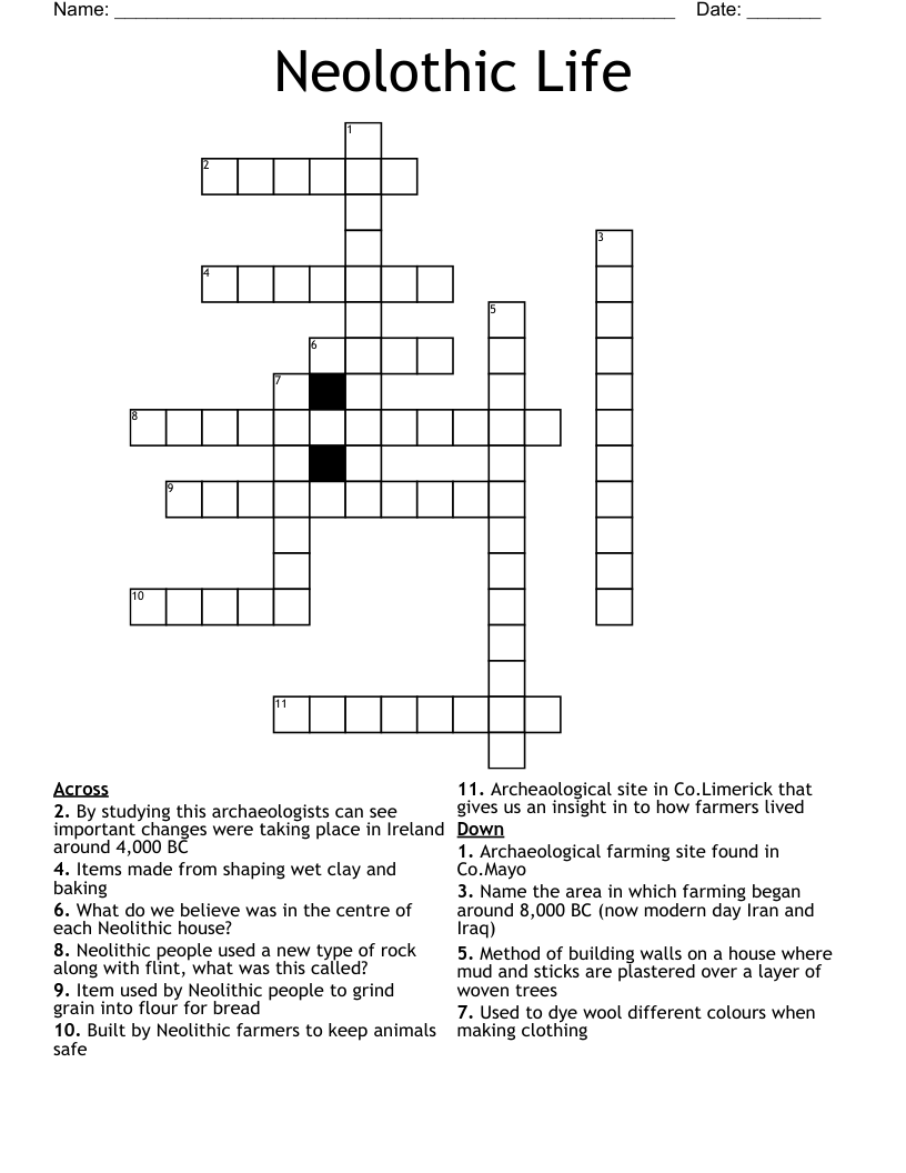 Neolothic Life Crossword