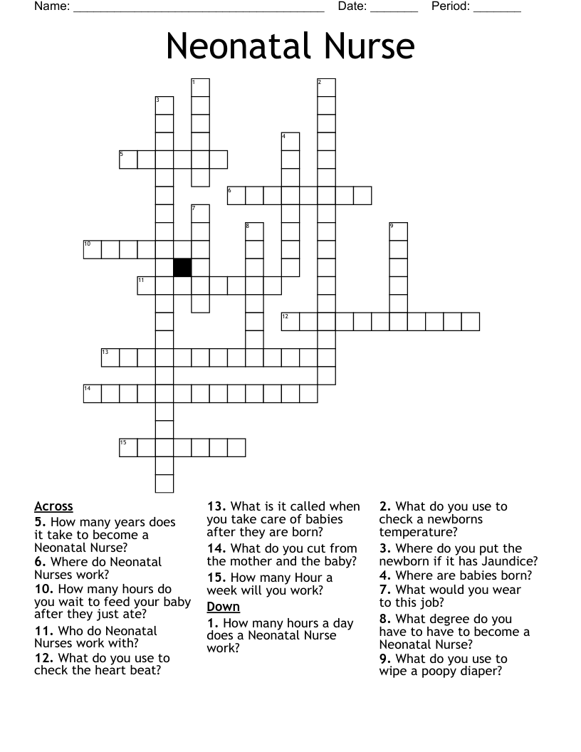 Neonatal Nurse  Crossword