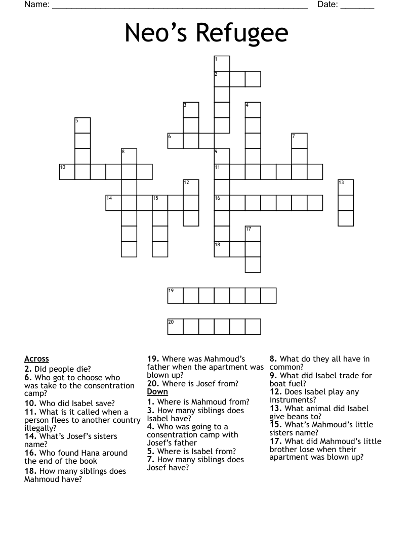 Neo’s Refugee Crossword