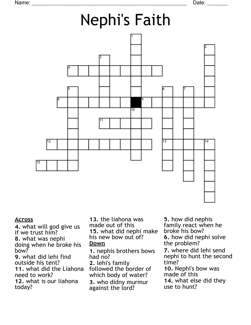 Nephi's Faith Crossword