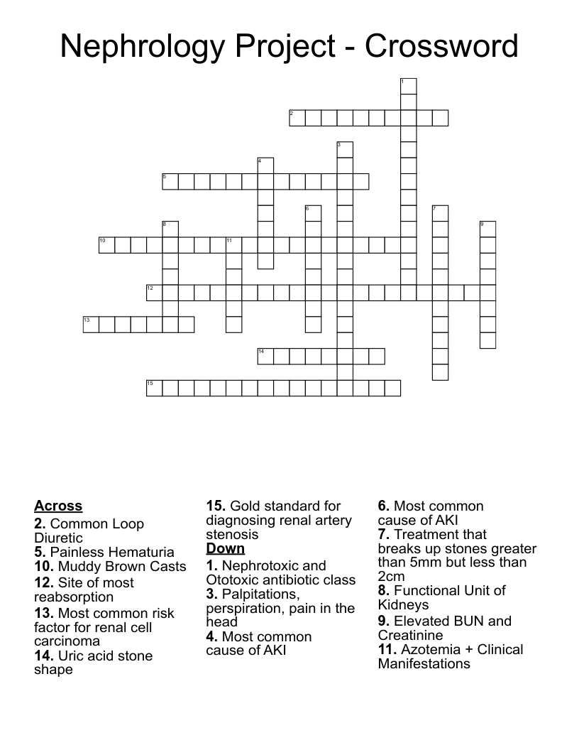 Nephrology Project - Crossword