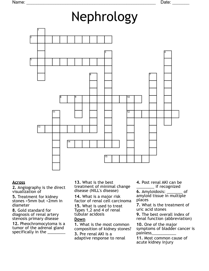 Nephrology  Crossword