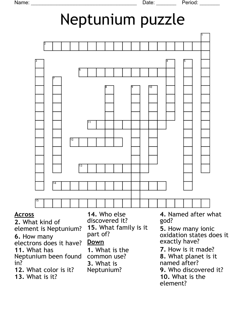 Neptunium puzzle Crossword