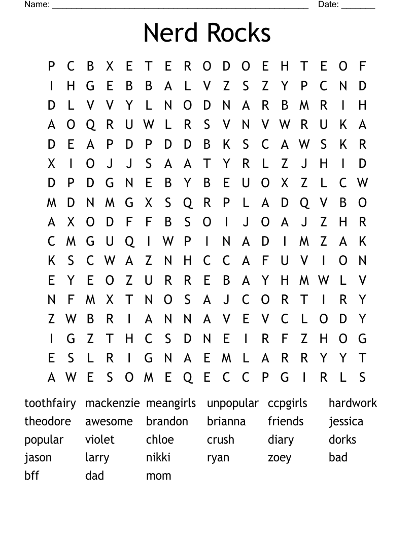 Nerd Rocks Word Search